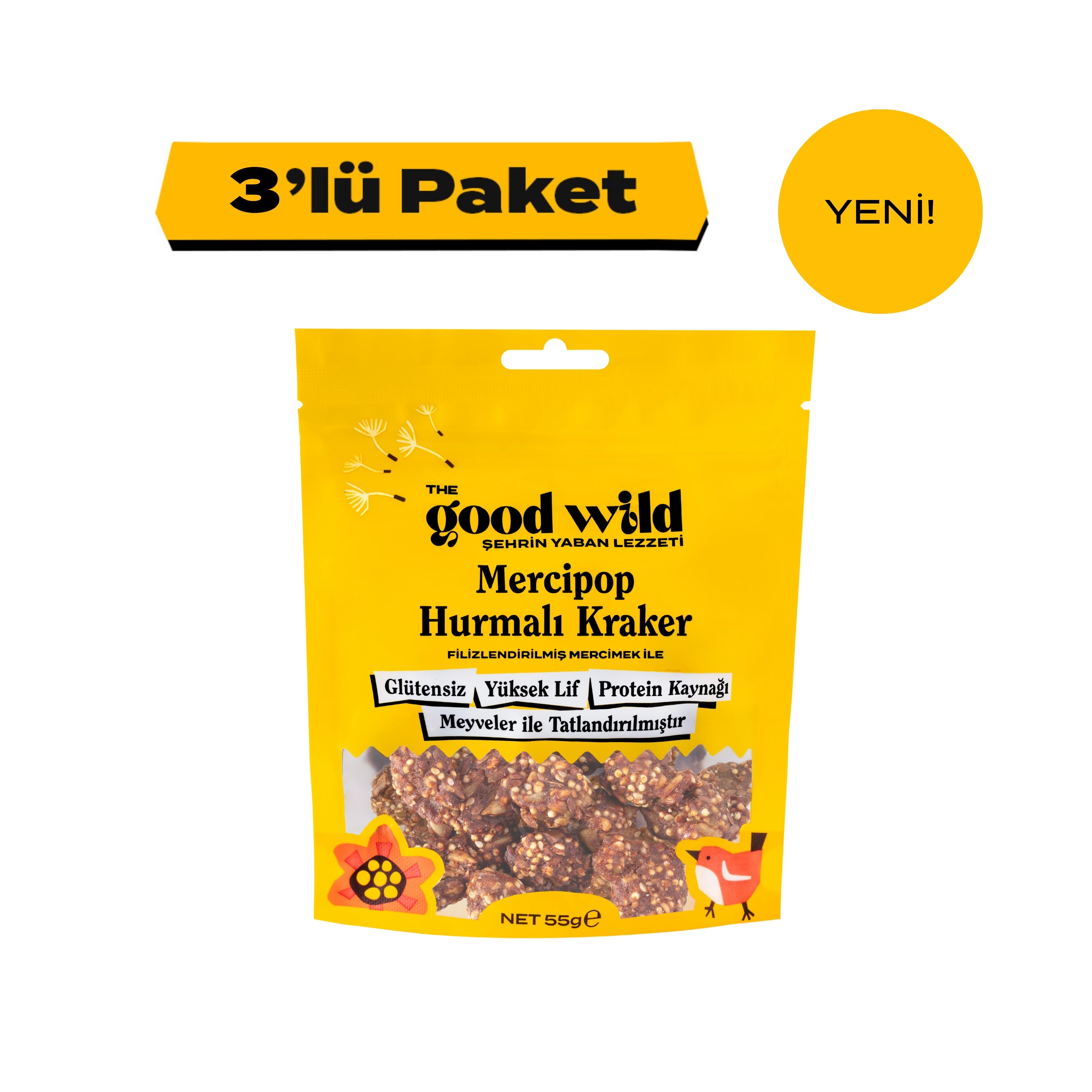 Mercipop Hurmalı Kraker, 3'lü Paket