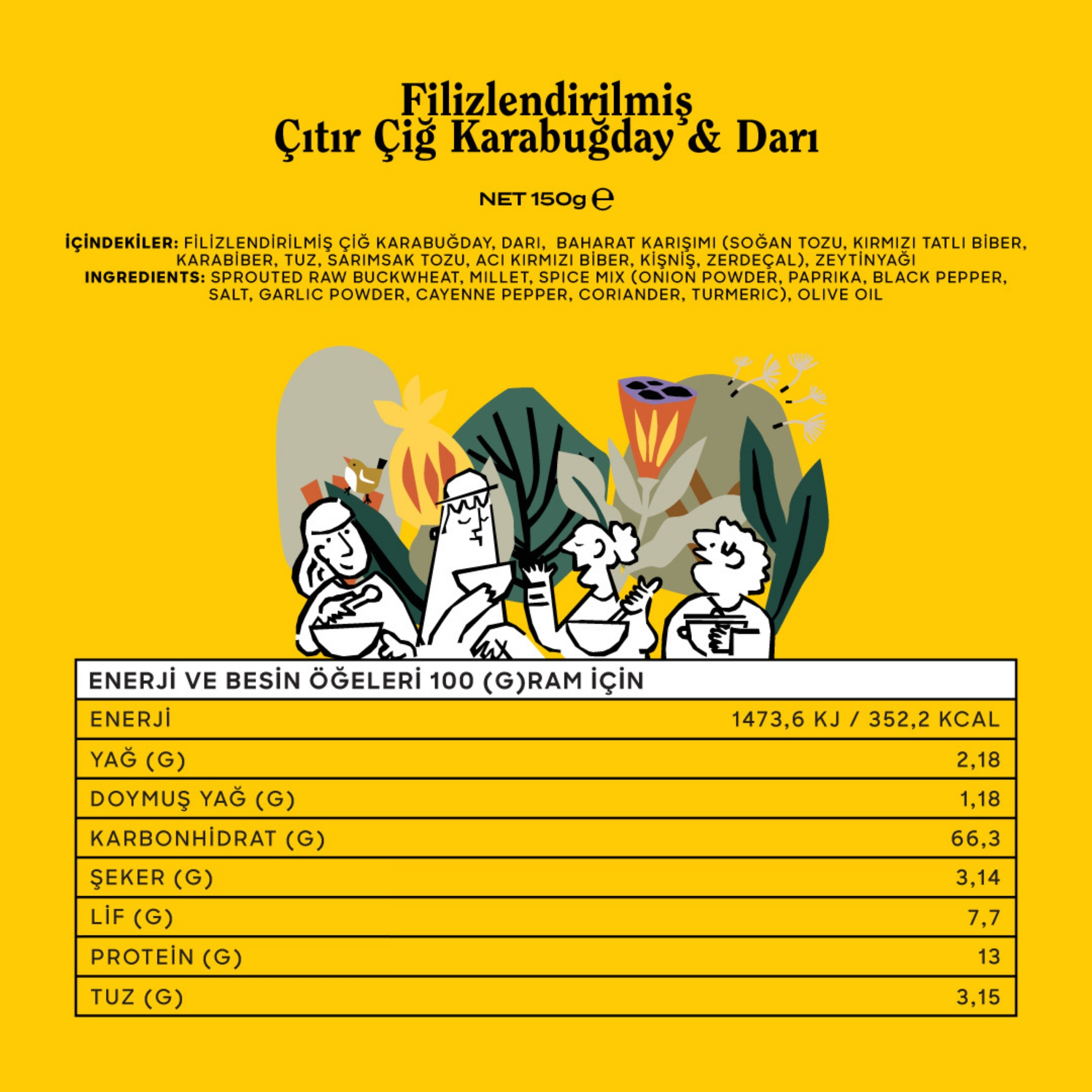 Filizlendirilmiş Çıtır Çiğ Karabuğday & Darı