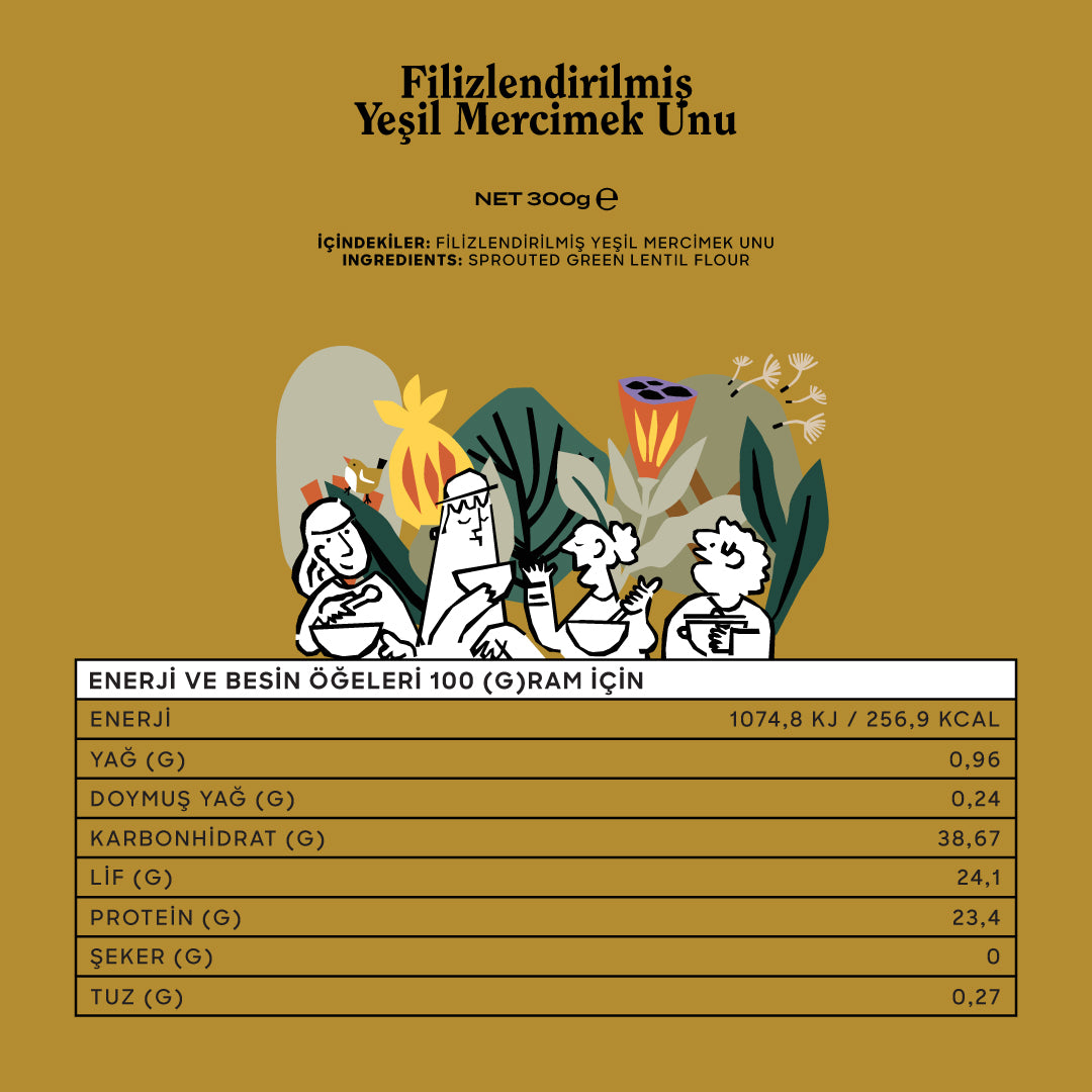 Glütensiz Filizlendirilmiş Yeşil Mercimek Unu