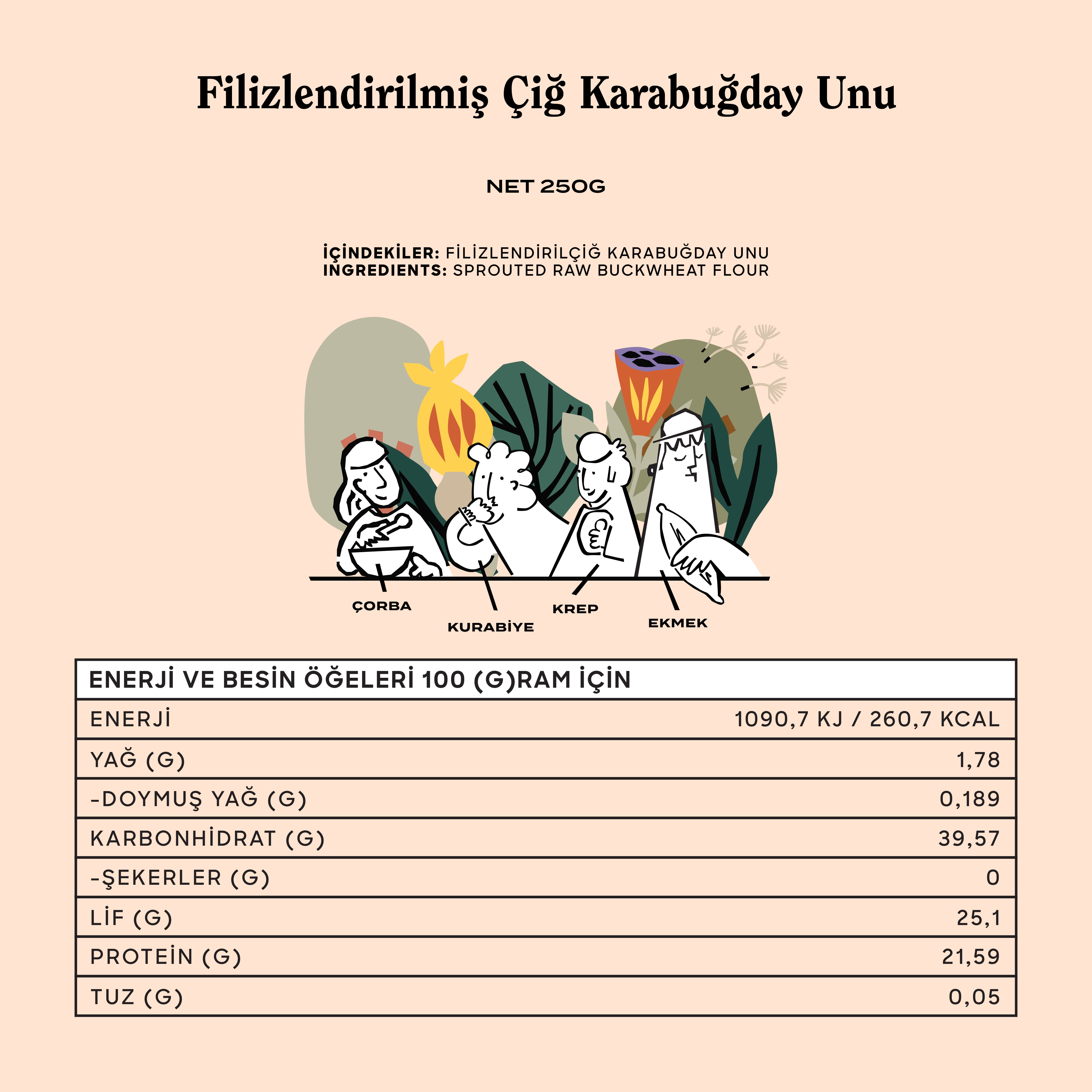 Glütensiz Filizlendirilmiş Çiğ Karabuğday Unu