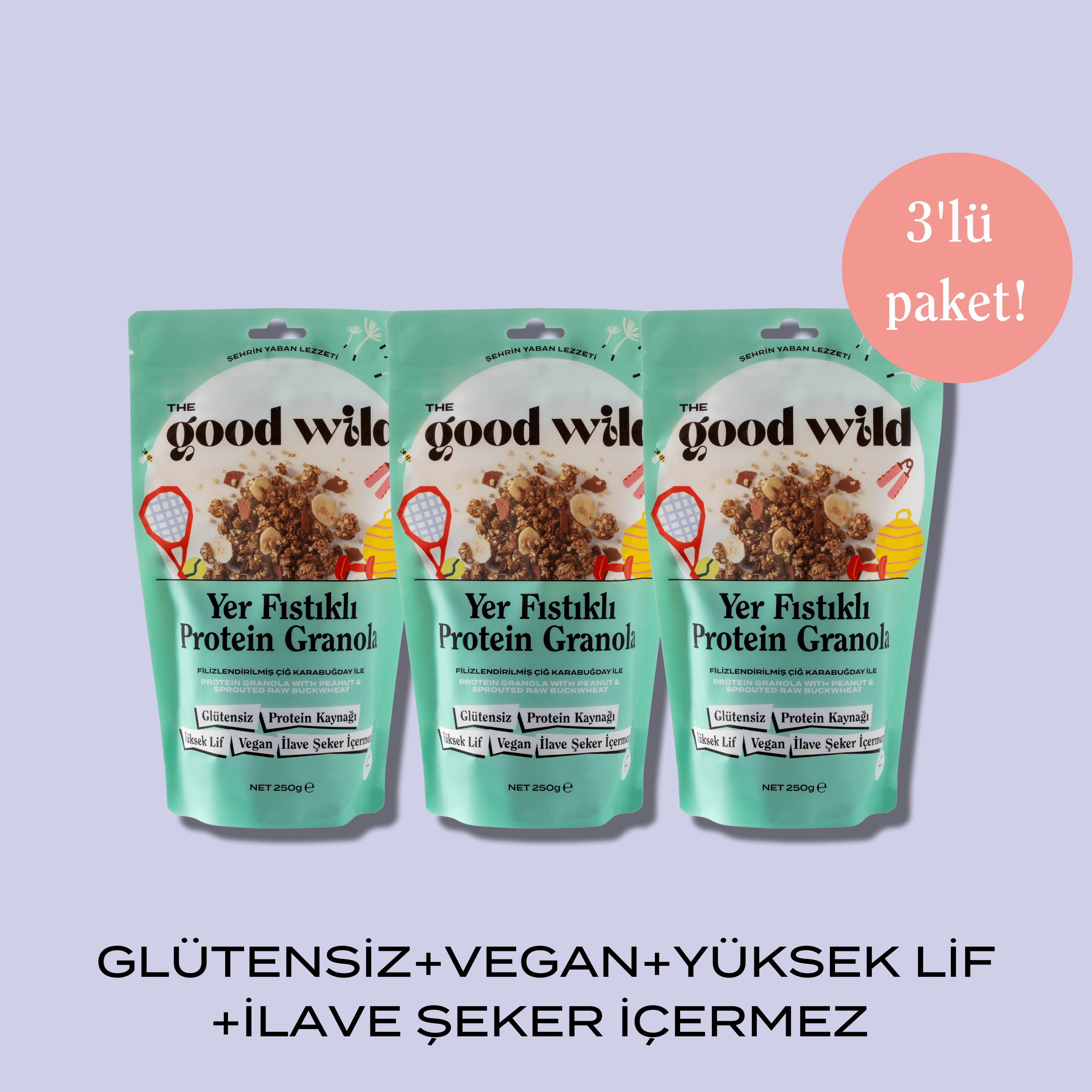 Yer Fıstıklı Protein Granola 3'lü Avantaj Paketi